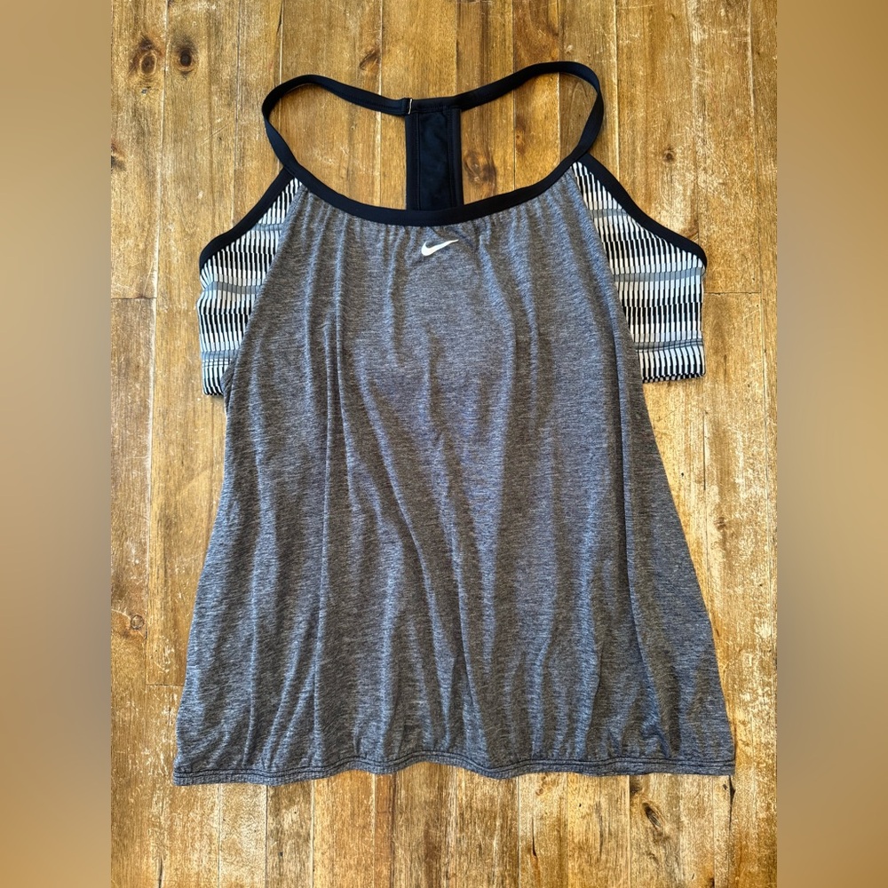 Nike Women's Active Light Charcoal Tank Top with Built-In Sports Bra